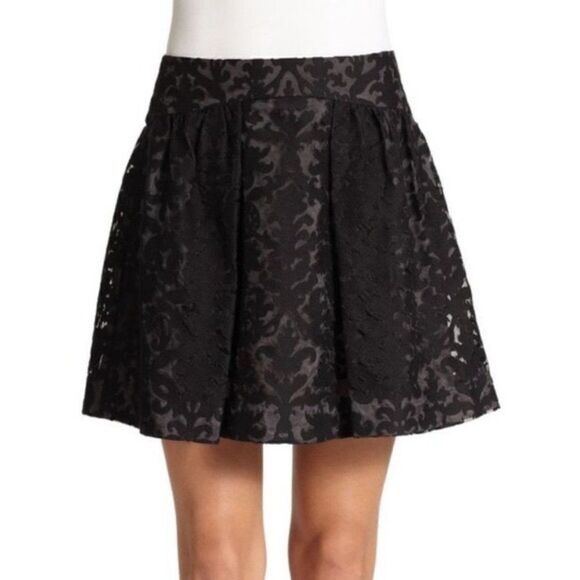 Tory Burch Etta Black Lace Damask Embroidered A-Line Mini Skirt Size 8. EUC! - Picture 1 of 7